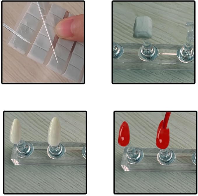 2 Sets Painting Nails Practice Stands, Art Fake Nail Holder, Fake Nails Holder, Acrylic Practice Nail Stand Set 30 Pcs Reusable Adhesive Putty