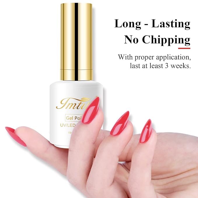 Imtiti Rose Red Gel Nail Polish, 1 pcs 0.5 Fl Oz, Soak Off, Non-Toxic, Toxin-Free, Glossy, Women's Nail Art Starter Kit