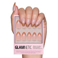 Glamnetic Press On Nails - Café Crème | Semi-Transparent Light Brown French Tip Short Almond Fake Nails in a Glossy Finish, Salon Quality | 15 Sizes - 30 Nail Kit