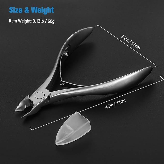 FERYES Cuticle Clippers 1/2 Jaw - Professional Cuticle Cutter Nail Cuticle Remover Tool, Nail Skin Clipper Hangnail Trimmer - SILVER