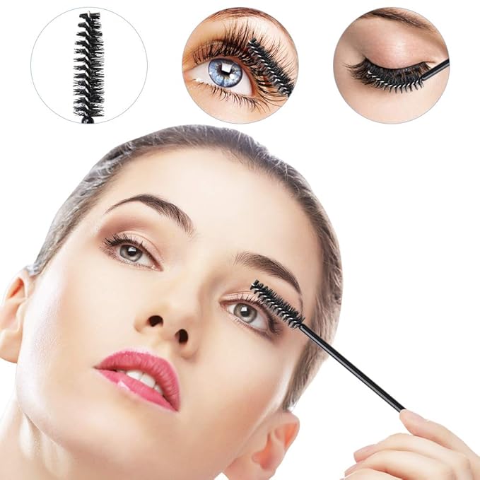 300 PCS Eyelash Extension Supplies Kit,Disposable Lash Spoolies Brushes Micro Swab Brushes Mascara Wand Lip Brushes for Eyelash Extension Tattoo Lipstick Applicatorr (White)