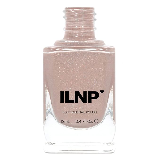 ILNP Overcoat - Creamy Beige Neutral Nude Nail Polish, Subtle Holographic, Chip Resistant, 7-Free, Non-Toxic, Vegan, Cruelty Free, 12ml
