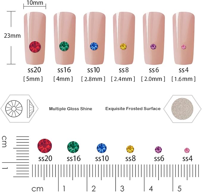 10000 Pieces Rhinestones 6 Sizes Round Crystal Glass Flat Back Rhinestones with 1Tweezers and 1Picking Pen for Nail Art Crafts Clothes Bags DIY (Green Volcano)