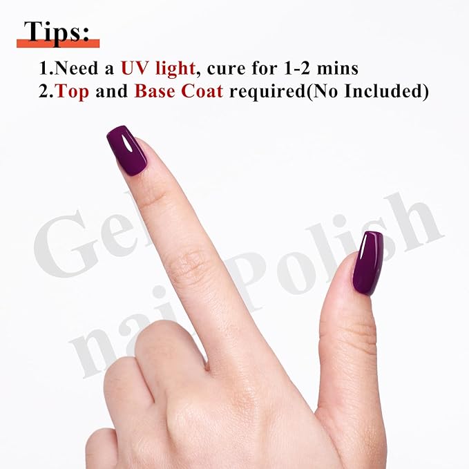Imtiti 10ml Deep Purple Gel Nail Polish Long Lasting Soak Off UV Led Fall Grape Purple Gel Polish Salon DIY at Home Gift for Women 1Pcs