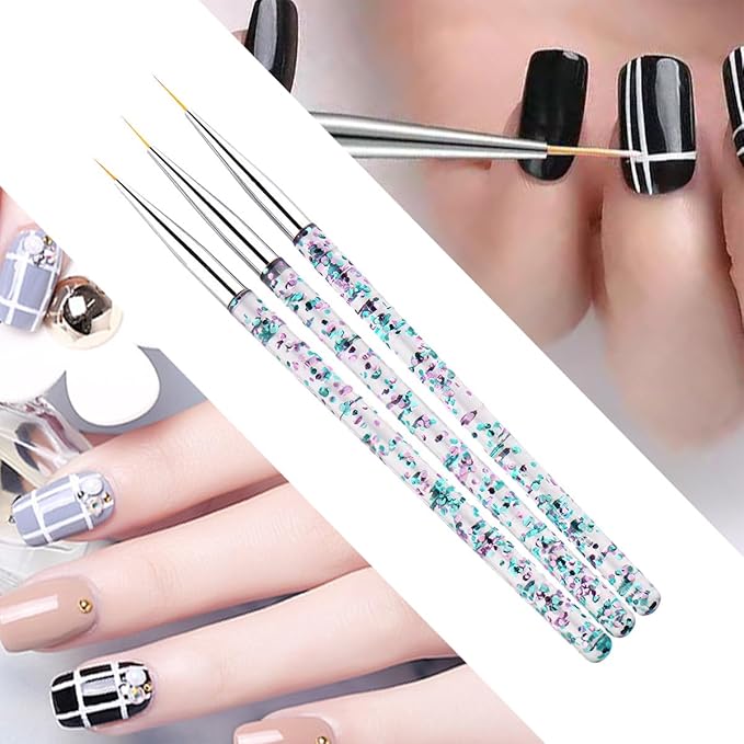 WOKOTO 6pcs Nail Ombre Brush And Liner Nail Brush Set Nail Art Painting Pen Brush UV Gel Polish Gradient Color Design Nail Polish Brushes Nail Drawing Pen Nail Detail Brushes Ombre Brushes For Nails