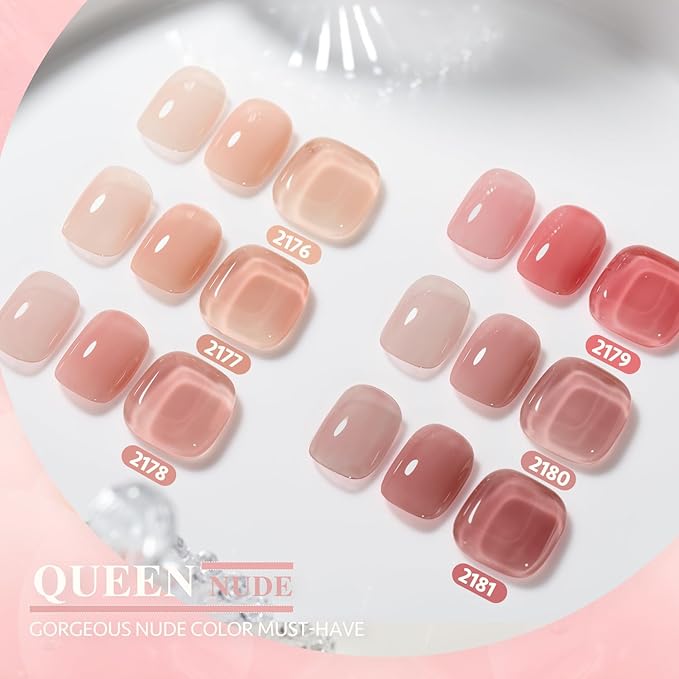 GAOY Nude Jelly Gel Nail Polish Set, 6 Colors Milky Pink Neutral Gel Kit for Salon and Nail Art DIY at Home