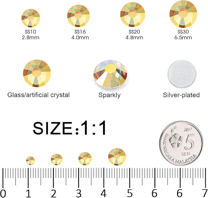 Flatback Rhinestones Bulk, 14400PCS Shiny Sunlight Rhinestones for Clothes DIY Decoration Crafts, Shiny Sunlight, SS10, 2.7-2.9mm