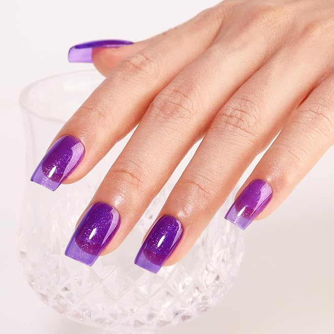 Imtiti Glitter Gel Nail Polish, 0.5 Fl Oz Deep Purple Iridescent Glitter Gel Polish Soak Off LED UV Shimmer Sparkle DIY Art Starter Manicure Salon