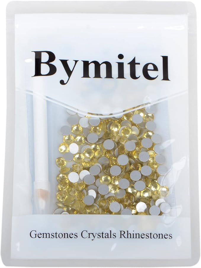288PCS Art Nail Rhinestones Non Hotfix Glue Fix Round Crystals Glass Flatback for DIY Jewelry Making with one Picking Pen (ss30 288pcs, Jonquil)