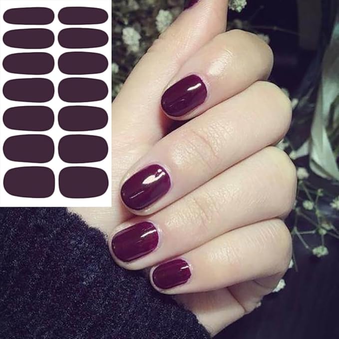 WOKOTO 20 Pcs Solid Nail Polish Strips, Self Adhesive Solid Nail Stickers And 1 Nail File Kit 14 Tips Per Sheet Glitter Fingernail Stickers gel nail strips Wraps For Women And Girls DIY Manicure