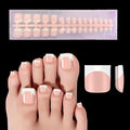 150pcs French Tip Press on Toenails Short Square,Nude Press On Nails White French Toe Nail Tips for Women, Soft Gel Fake Toe Nails, Acrylic Nails Soak off Nail Home DIY 15 Size
