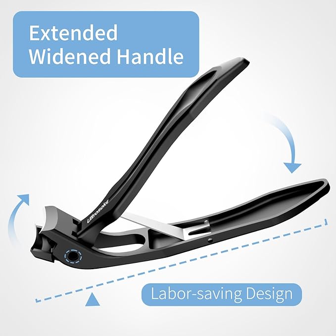Toenail Clippers for Seniors Thick Toenails, Angled Head Toe Nail Clippers for Men Large with Wide Jaw Opening, Heavy Duty Sharp Fingernail Clipper Cutter with Catcher & Long Handle TC02