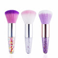 JERCLITY 3 Pieces Soft Nail Brushes Remove Dust Powder for Acrylic Nails Makeup Brushes for Loose Powder Nail Art Brush Nail Clean Up Tools for Women Girls（Purple White/White Pink/Pink Purple)