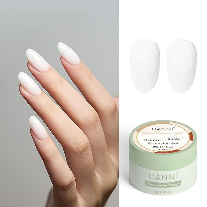 CANNI Builder Gel for Nails – 1 Fl Oz Milky White Hard Gel Polish, Nail Strengthener for Extension & Overlay, Jelly Texture for DIY Nail Art