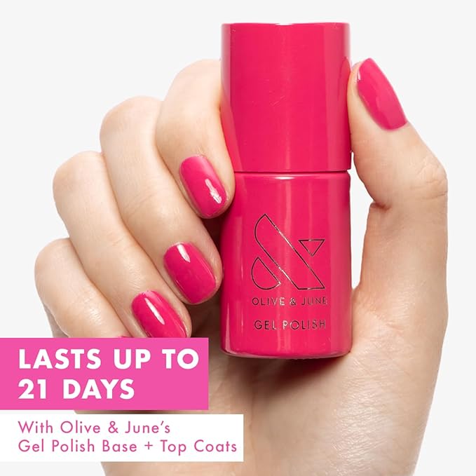 Olive & June Gel Polish | Valentine's Day | UV LED Nail Lamp Needed | Long Lasting Formula | Up to 21 Days of Wear | Damage-Free Removal | Salon-Quality Manicure, Pedicure | XOXO | Hot Pink