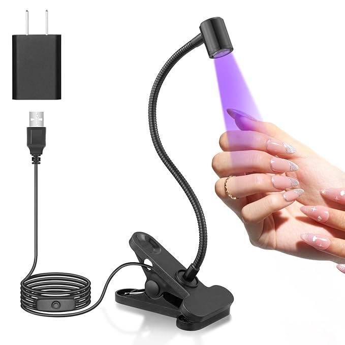 Beetles UV Nail Lamp for Gel Polish Mini LED Light with Clamp for Nail Art Design Fingernail Extension Quicky-Dry Curing Lamp for Techs Manicure Salon DIY at Home