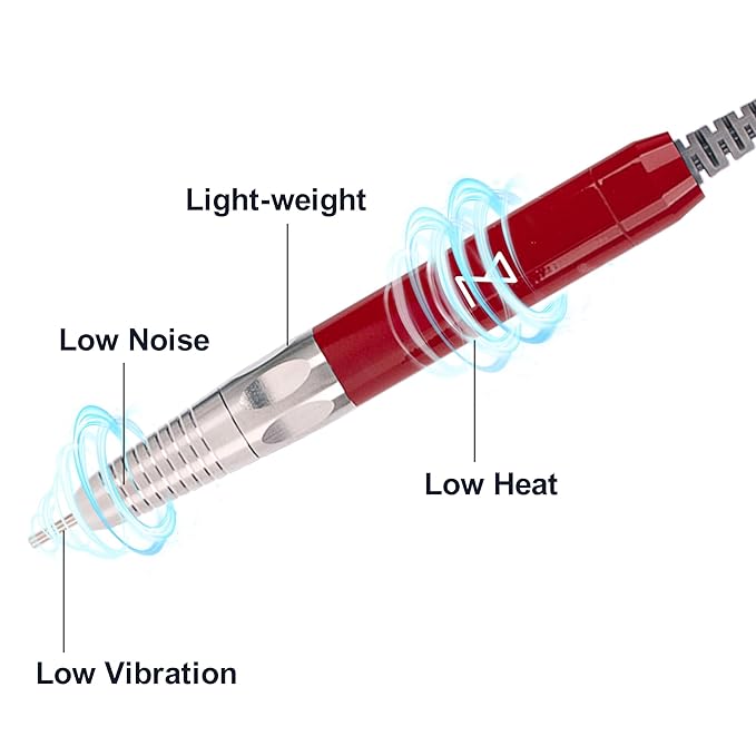 M - Max Brushless Motor Nail Drill Handpiece Only - 35K RPM | Machine Not Included | Compatible with M Brushless Nail Drill System (Handpiece - Red)
