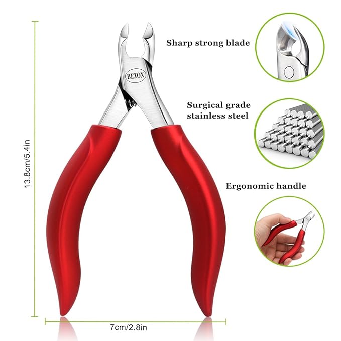 BEZOX Toenail Clippers for Thick Nails - Precision Thick Finger Nail Clipper Adult, Comfort Grip Nail Cutter, Ergonomic Long Handle Large Toe Nail Clippers