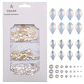 50pcs White Opal Nail Crystals 2 Size Flame Shape Rhinestones Design 480pcs Round Flatback Stones ss3 to ss20 Mix for Nail Art Decoration