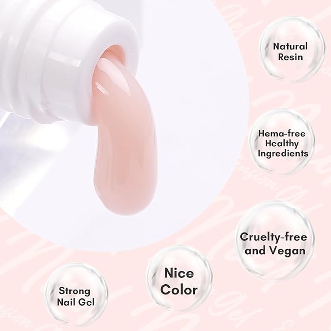 Makartt Hema-Free Poly Nail Gel 50ML Professional Gel Builder for Nails, Light Nude Pink, Nail Extension Color Gels Multifunctional Long-Lasting Easy to Use DIY Home Salon-Peach