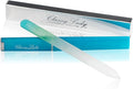 ClassyLady Glass Nail File - Crystal Nail File, Filing Board for Professional Fingernail Care and Smooth Precise Filing, Easy to Clean - Blue/Yellow with case