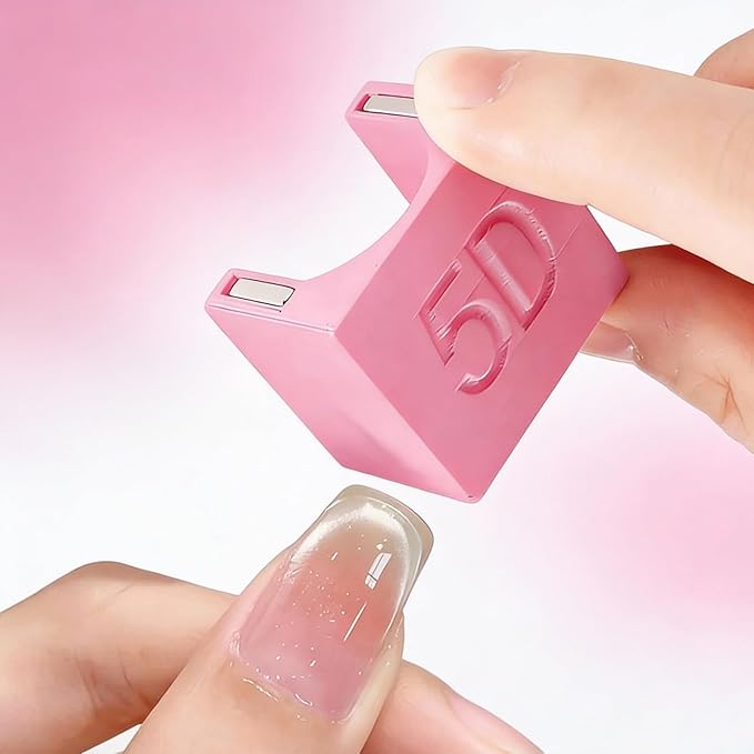 2 Pcs Cat Eye Magnets For Nails with 2 pcs Y-shape Heart Design Mold Set, Cylinder Nail Magnet Pen And 5d Automatic Strong Magnet Tool For Magnetic Gel Polish, Heart Nail Polish Magnet