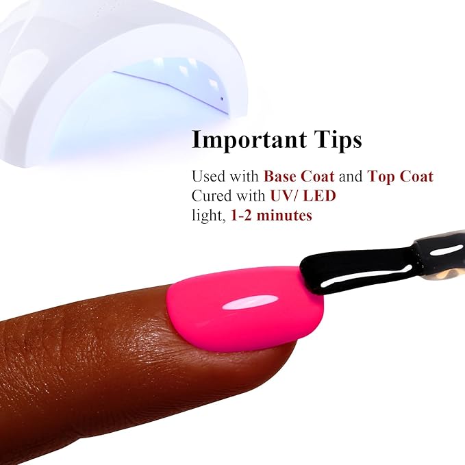 Neon Gel Polish, 0.5 Fl Oz Hot Pink Gel Nail Polish Neon Pink Spring Summer Soak Off LED UV Gel Nail Polish Starter Manicure Salon DIY Nail Gel Polish