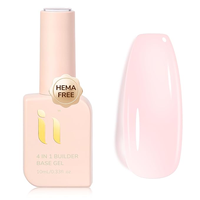 Hema Free Rubber Builder Base Gel, TPO Free Long Lasting Protect in A Bottle Gel, Strengthens Damaged Thin Nails, for Women Home Salon, Reinforces Soft & Thin Nails LED UV Curing