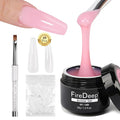 3 in 1 Builder Gel Kit for Nails, 1.23 Oz Light Pink Strengthener and Extender Gel for Long, Strong Nails for Professional Nail Salon Home DIY With Clear Nail Tips Model and Brush