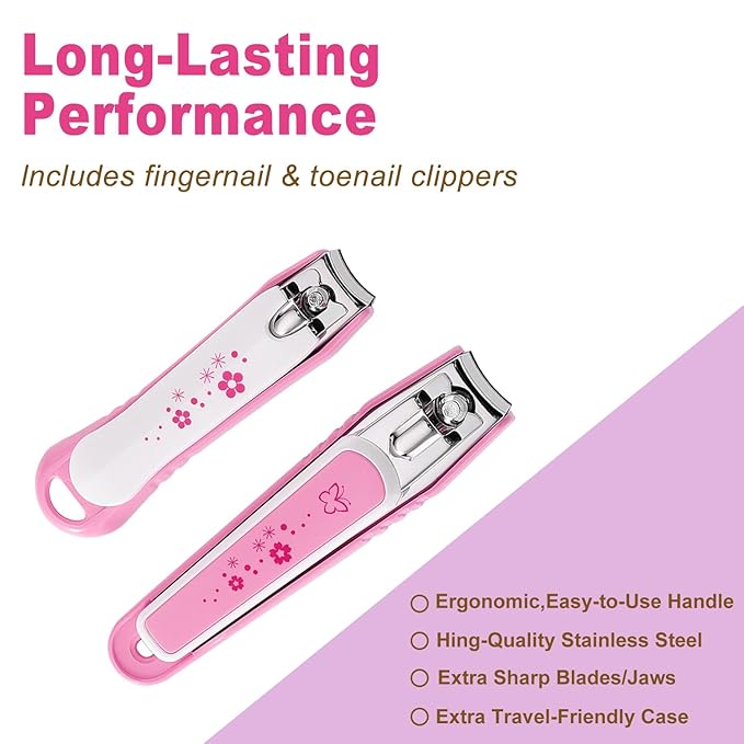 PAFASON Ultra Sharp Nail Clipper Set, 3 Pack Fingernail and Toenail Trimmer Cutter, Stainless Steel, Curved Blade, Sturdy, Nail Catcher, Nail Files for Men and Women