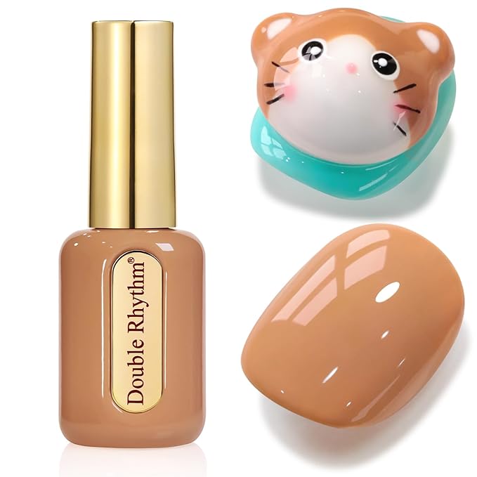 Double Rhythm 0.50 OZ Gel Polish Hema Free Same Color Same Bottle Golden Round Translucent Neutral Natural Milky 15 ML Jelly UV Polish Art DIY at Home (Sand Nude-C1441)
