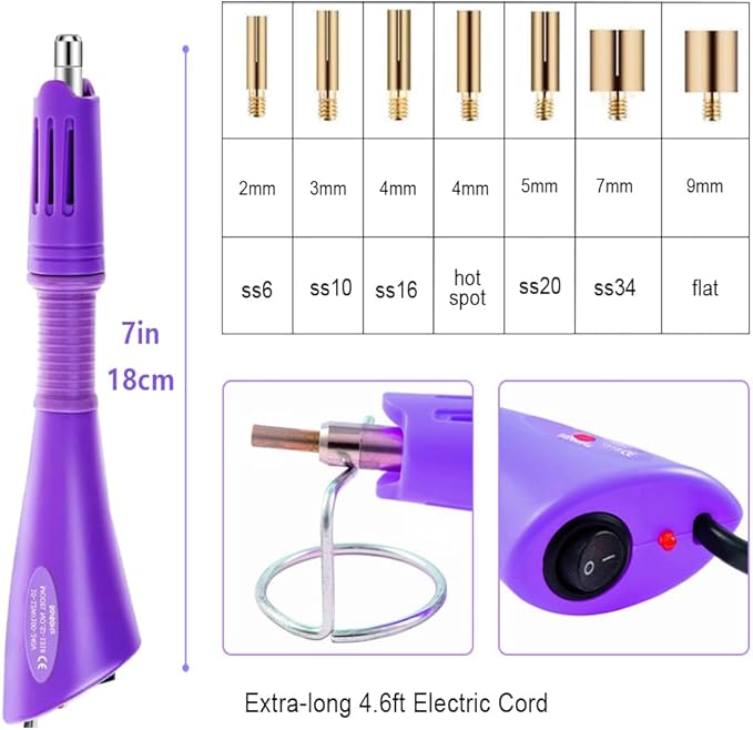 Blinginbox Hot Fix Applicator Tool, Hotfix Rhinestone Setter Bedazzler Kit with Rhinestones, Kit, Hot Fixed Wand for Clothes Clothing Fabric Crafts, 4000 Pcs, AB Crystal, Clear,7 Gems Sizes