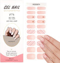 Christmas Semi Cured Gel Nail Strips - 20Pcs Pink UV Gel Nail Wraps with Snowflake & Candy & Elk Design, Long Lasting Salon-Quality Stickers, Includes Nails File & Wooden Stick - UV/LED Lamp Required