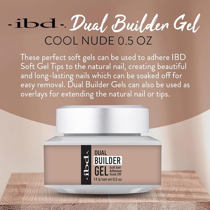 IBD Dual Builder Gel, Soft Gel and Adhesive, UV/Led Curable, Cool Nude 0.5 oz