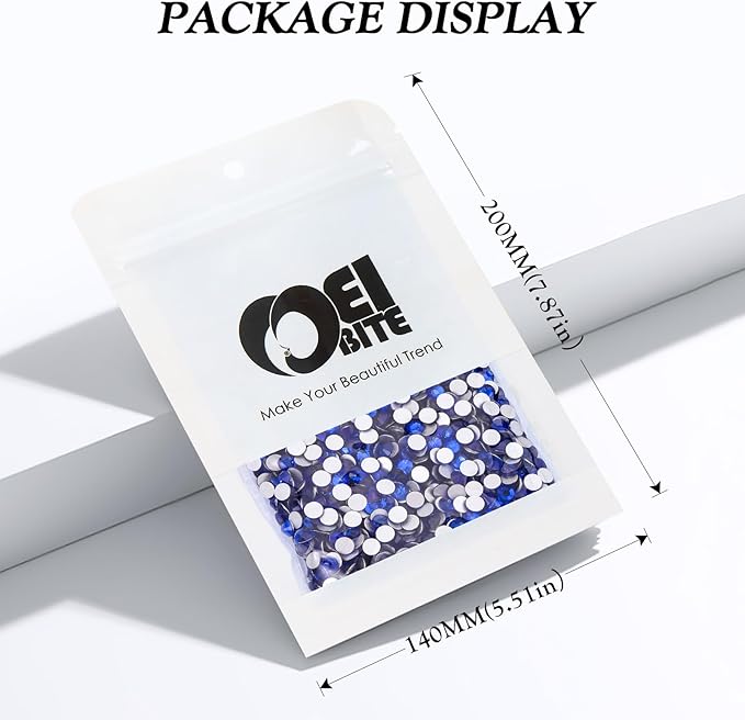 Sapphire Flatback Rhinestones, Glass Rhinestones for Nail Art and Craft, Glue Fix, Loose Crystal Gemstones(Blue, SS12, 2880pcs, 2.9-3.0mm)