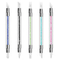 5 Pcs Silicone Nail Tools Dual Tipped Nail Art Sculpture Pen Rhinestone Nail Polish Carving Pen Rubber Tip Nail Brushes