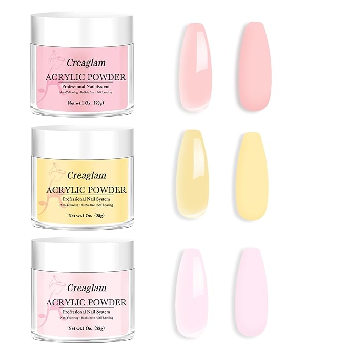Professional Acrylic Powder for Nail: Large Capacity 3 Colors Pink Tulle Wax Yellow Festival Bloom Acrylic Nail Powder Polymer for Carving Nails - 28g 3D French Nail Manicure Extension