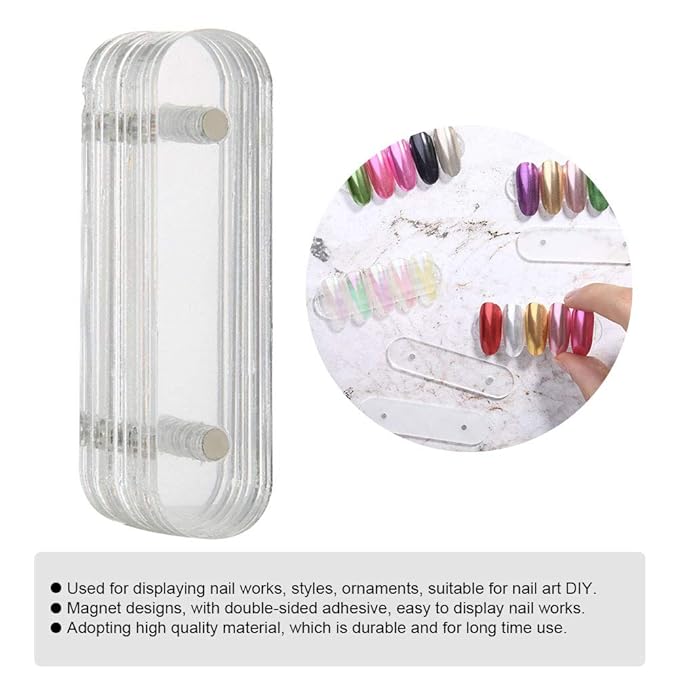 10Pcs Nail Art Showing Holder Nail Art Acrylic Strip Magnetic Display Transparent Manicure DIY Nail Salon Accessory Clear Nail Sticks Polish Display(10pcs)