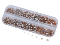 Over 2100 Pieces Peach Champagne Flat Back Glass Rhinestones Crystals for Nail Art Kit 6 Sizes (1.4mm - 4.8mm)