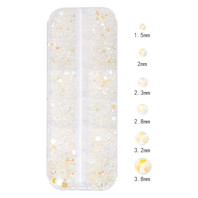 HNUIX Nail Rhinestones - 3D Multi Shape Size Crystal, Crystal Aurora Nail Gems, Flat Back, with Kit, for Nail Art, DIY Decorations