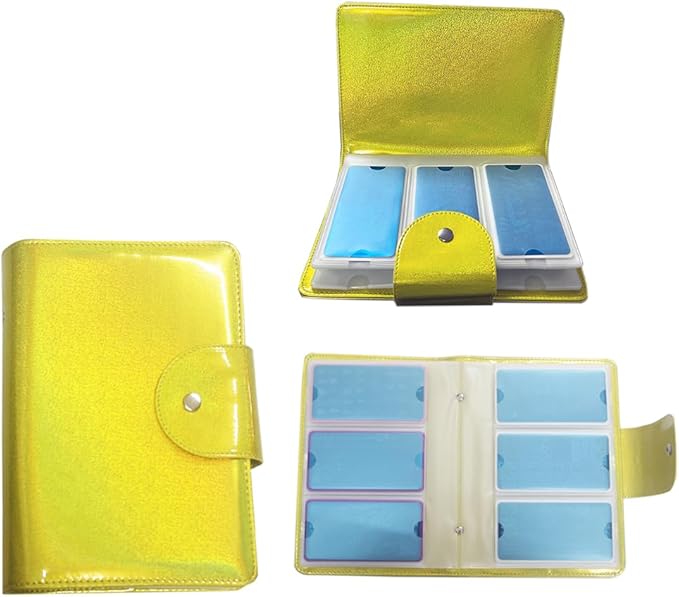 Finger Angel 60 Slots Nail Plates Holder Case Stamping Templates Organizer Retangel Nail Printing Molds Collection Manicure Tool Accessorie-6x12Cm Template Case Golden Color