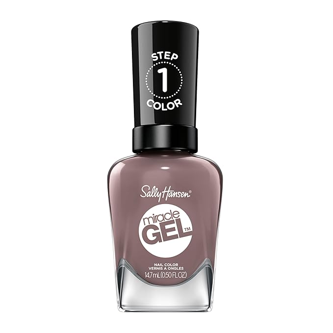 Sally Hansen Miracle Gel Salon Quality Nail Polish | Gel-Like Formula, Two-Step System, No UV Light Needed, Long Lasting | Opaque, Crème | 205 To The Taupe | Deep Taupe Nail Polish