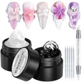 Solid Builder Gel Kit, 2PCS Clear and White 3D Sculpting Gel Non-Sticky Hand Carving Gels with Silicone Pen Hard Gels for Nails Molding 3D Flowers Nail Design Manicure Salon Supplies