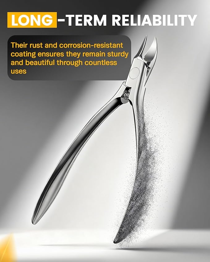 BEZOX Ingrown Toe Nail Clippers for Thick Toenails for Seniors, Wide Opening Jaws Toenail Clipper for Thick Nails, Deep-Reach Curved Blade Toenail Scissors - Silver