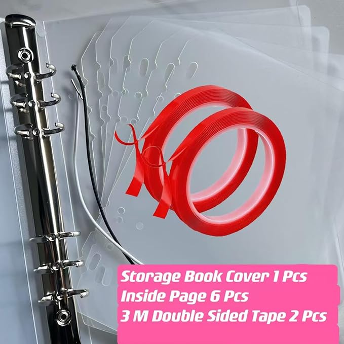 CloudTrip Press on Nail Storage and Display Binder Book - A5 Size, 6 Pages, 60 Double Sized Tape, False Nails Storage Book (A5 Binder)
