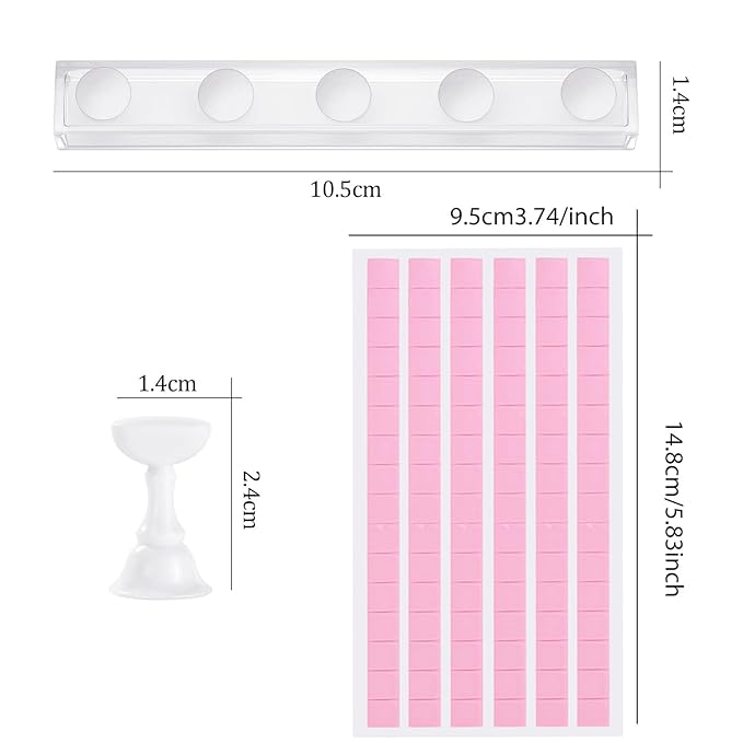 Etercycle Nail Stand Press On Nail Stand Nail Holder for Painting Nails Magnetic Nail Tips Practice Stands with 80Pcs Reusable Putty (White)