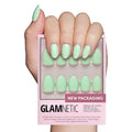 Glamnetic Press On Nails - Mint Green Fake Nails | Solid Opaque Pastel Green Short Oval Nails, Salon Quality | 15 Sizes - 30 Nail Kit with Glue