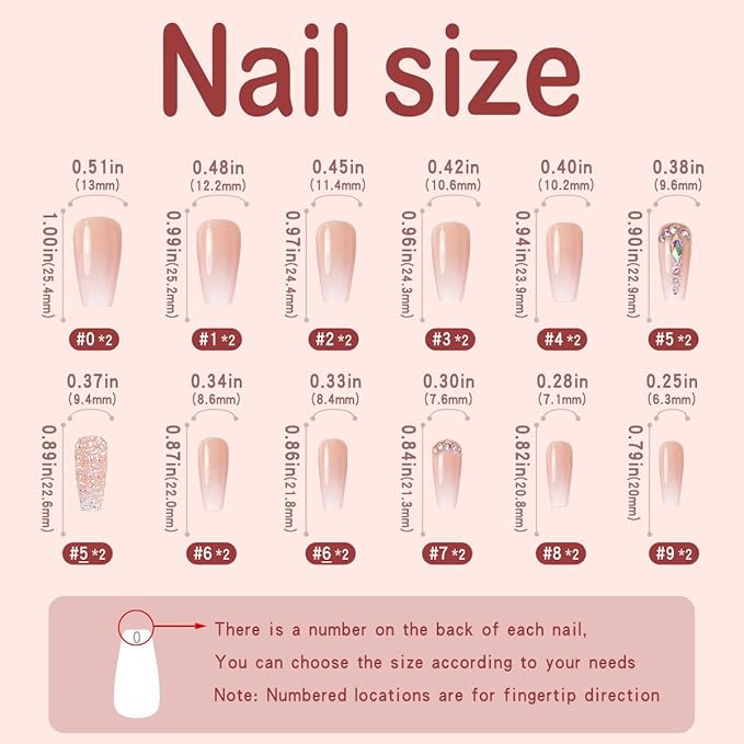 Yivaiks 24 Pcs Advanced Hand Made Customization Press on Nails, Luxurious Rhinestone Design Ballerina Fake Nails，Perfect Accessory for Banquets, Soirees, Parties(GD-004)