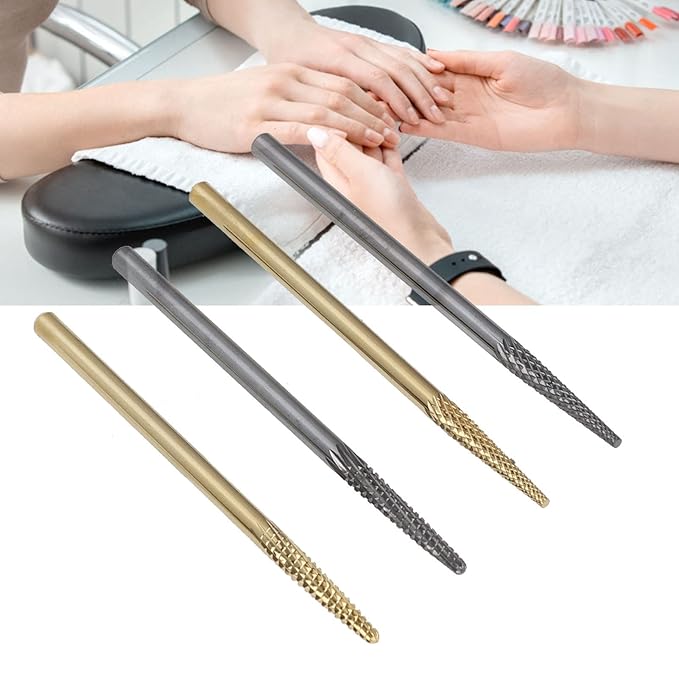 Nail Art Drill Bits Set, Reliable Strength Tungsten Steel Quickly Shaping Nail Grinding Heads Remove Nail Glue 4pcs for Nail Salon