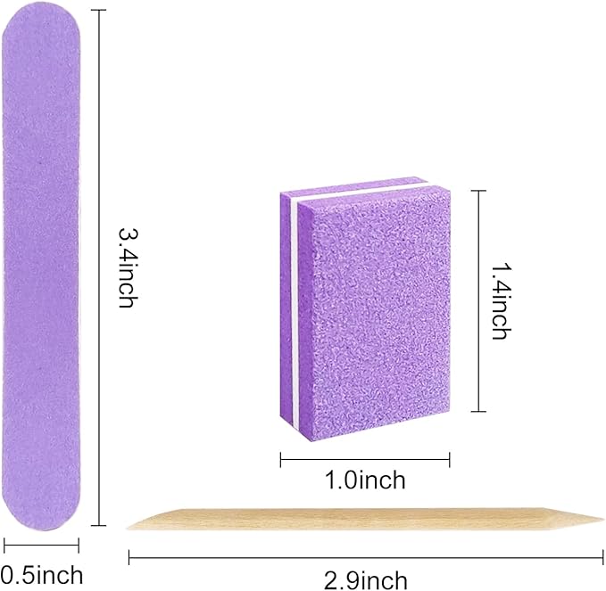 Disposable Manicure kit Individually Package, Mini Nail Buffer, Nail File, Wood Stick, Press on Nail Tool Kit for Salon Home (Purple, Count, 20, 80/100 Grit)